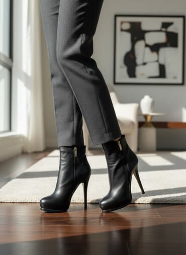 tər əleyhinə: Qadın dəri botları – MICINI, ölçü 38 - Rəng: qara - Material: üst — 2