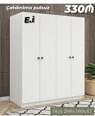 4 qapılı, Ağ, Açılan, Düz dolab