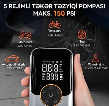 604 nasos: Rəqəmsal displeyli portativ hava kompressoru – 150 PSI-a qədər - 5 — 1