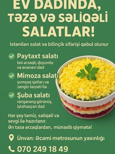 gurcu xengeli qiymeti: Ev dadında, təzə və səliqəli salatlar! İstənilən salat və blinçik — 1