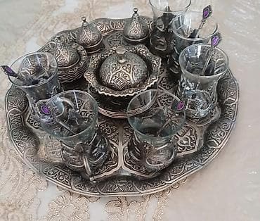 Qab-qacaq və mətbəx ləvazimatları: Çay dəsti, rəng - Gümüşü, Metal — 1