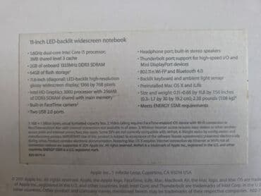 жёсткий диск новый: İşlənmiş Apple MacBook, 11.6 ", Intel Core i5, 128 GB, Ünvandan götürmə, Pulsuz çatdırılma — 5