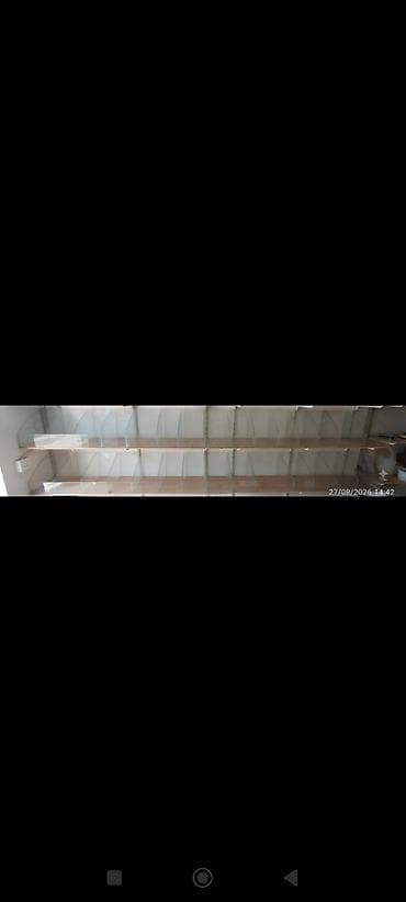 demir polka: Mağaza üçün divar vitrin rəfləri - Modul tipli divar sistemı: metal — 3