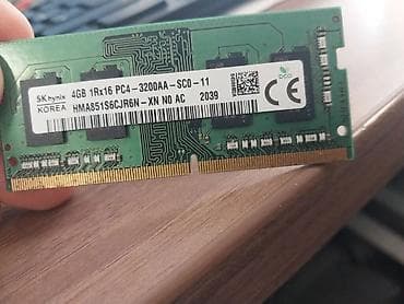 8 gb ram: 4 geqabayt DDR 4 (3200 Mhz) ram satilir Marka - SK-hynix Az işlənib — 4