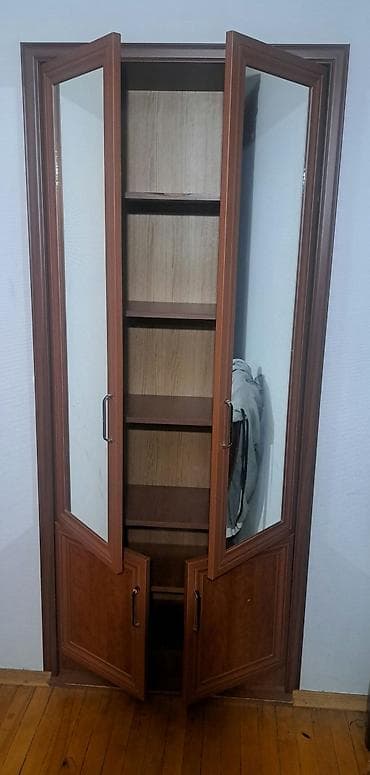 kitab skafi: Güzgülü divar dolabı - Material: ağac teksturalı MDF/LDSP, tünd — 2