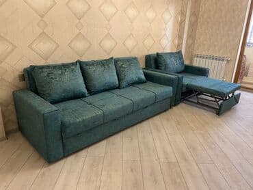 диван и два кресла: Раскладной диван, Новый, Раскладной, Без подьемного механизма, Ткань, Бесплатная доставка в черте города — 1