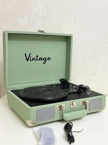 Vinyl Baku “Vintage” portativ qrammofon - Retro çamadan dizaynı — 2