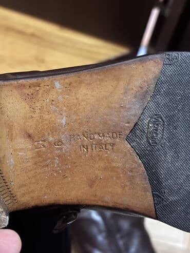 dəri ayaqqabı: Bruno Magli botları, - Klassik qara-qəhvəyi yarımçəkmə - Brend: Bruno — 7