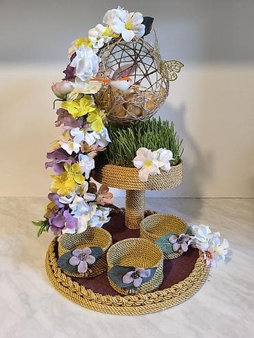 Pastel dəstləri: Bahar temalı dekorativ şirniyyat/gözəllik təqdimat stendi - İkiqatlı — 1