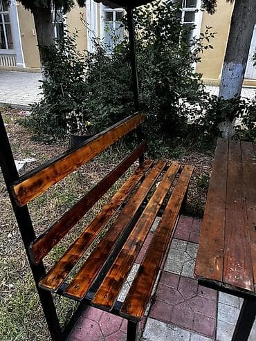 Мебель: Прямоугольный стол, Нераскладной, Со скамейками, Дерево — 4