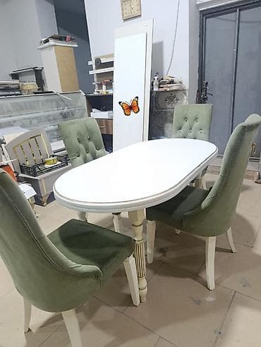 Qonaq otağı üçün, İşlənmiş, Açılan, Oval masa, 6 stul