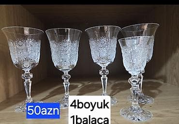 kendir: Mətbəx qab-qacaq dəsti - 6 ədəd şampan/kokteyl bokalı – şüşə, qızılı — 10