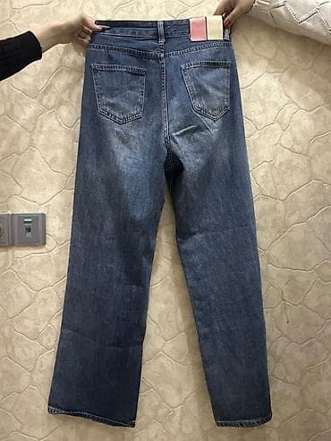 Костюмы: Qadın/Unisex mavi denim cins şalvar - Kəsim: düz, rahat fit (straight — 2