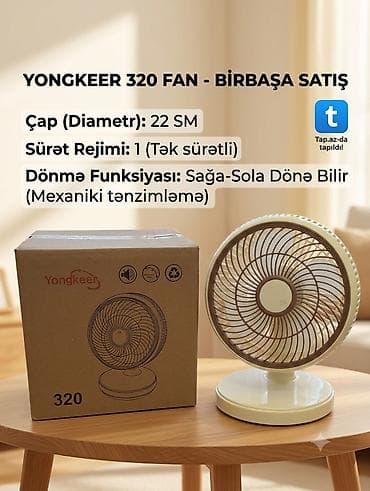 ventil: Masaüstü sərinkeş "Yongkeer 320" 20sm 1 Sürətli 5 Pərli . ❄️ Sərinlik — 2