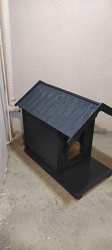 it ucun evler: Taxta it/kedi evi – qapalı, damlı, eyvanlı model - Material: tam — 2