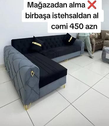 Künc divan, Yeni, Açılmayan, Vеlur parça, Şəhərdaxili pulsuz çatdırılma