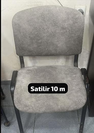 ofis stulu: 3 eded Boz rəngli, metal karkaslı oturacaq. Oturacaq və kürək hissəsi — 1