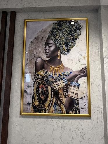 Декор и интерьер: Dekorativ tablo – afrikalı motivli portret - Texnika: yüksək — 3