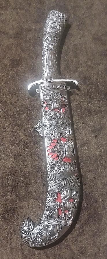 suvenir xəncər: Gümüş tonlu dekorativ xanjar və qın dəsti - Üslub: Şərq/Orta Asiya — 1