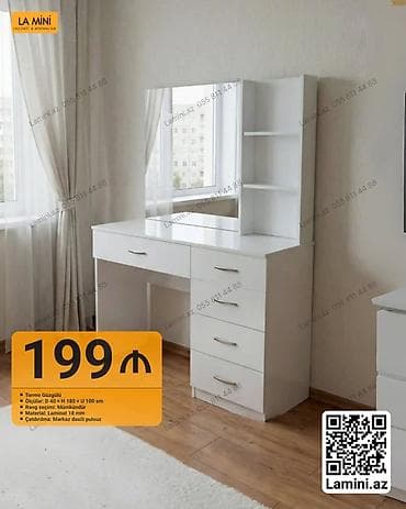 balaca stol: Düz masa, Siyirməli, Polkalı, Parlaq laminat — 1
