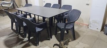 İşlənmiş, Dördbucaq masa, 8 stul, Açılmayan, Stullar ilə — 2