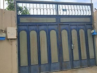 İşlənmiş Dəmir Həyət darvazası, Mexaniki, Şəbəkə ilə, rəng - Mavi