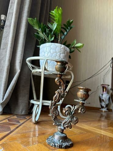 şamdan al: İki şamlı klassik kandelyabr - Material: tökmə metal (bürünc effekti — 2