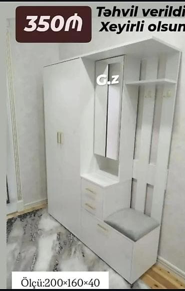 Dəhliz üçün çoxfunksiyalı mebel dəsti. Xüsusiyyətlər: - Rəng: ağ -