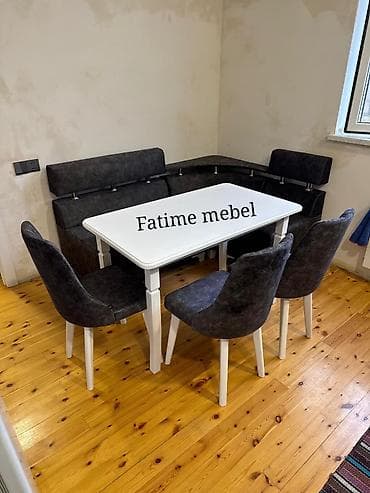 Mətbəx üçün, Yeni, Açılmayan, Dördbucaq masa, 2 stul