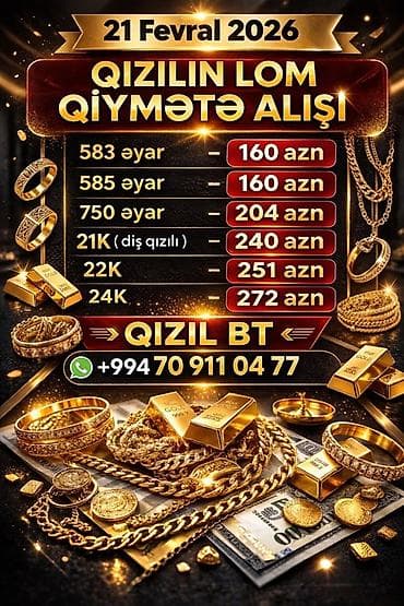 Qızılın lom qiymətə alışı – 21 fevral 2026 tarixinə olan qəbul