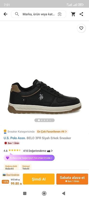 U.S. Polo Assn. BELO 3PR kişi sneakers – qara rəng. Xüsusiyyətlər: - — 1