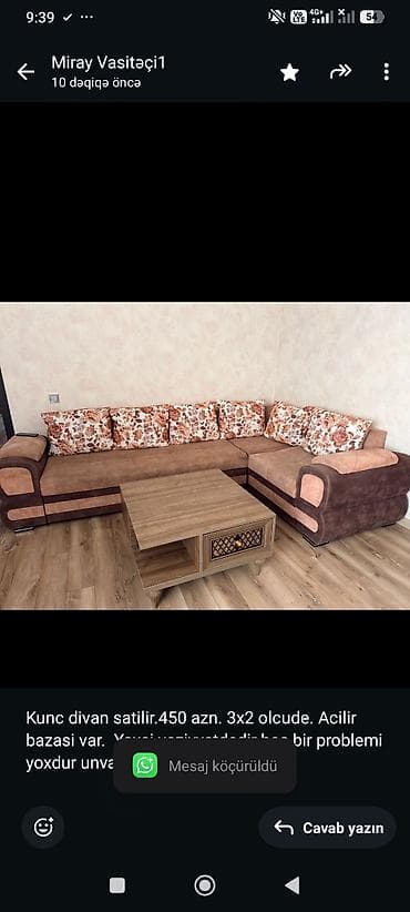 Kunc divan satilir.450 azn. 3x2 olcude. Acilir bazasi var. Yaxsi