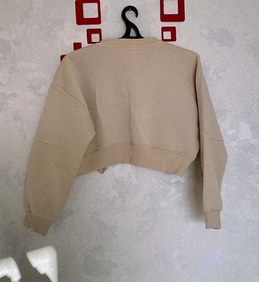 ipad air m3: Bej rəngli qısa kəsimli sweatshirt - Model: zipli, ön hissədə tam — 2