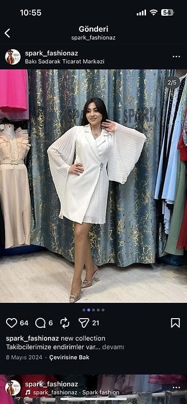 toy sekilleri: 140 azn alınıb 70 azn satıllr Ağ rəngdə zərif paltar-kostyum — 5