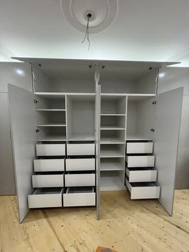 ışkaf: Düz dolab, Yataq otağı üçün, Paltar üçün, Açılan, Korpuslu, 5 qapı — 8