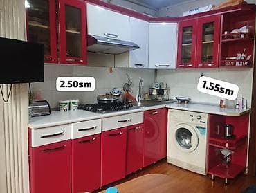 Ev üçün mebel: Mətbəx mebeli dəsti - Ölçülər: sol xətt 2.50 m, sağ xətt 1.55 m (L — 1