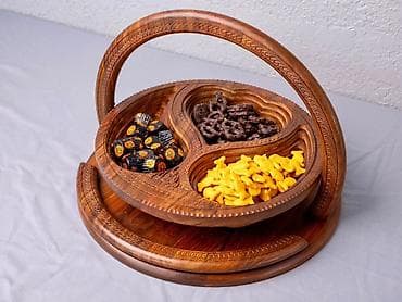 meyvə ağacları: Taxta üç bölməli qəlyanaltı səbəti - Material: tam ağacdan — 3