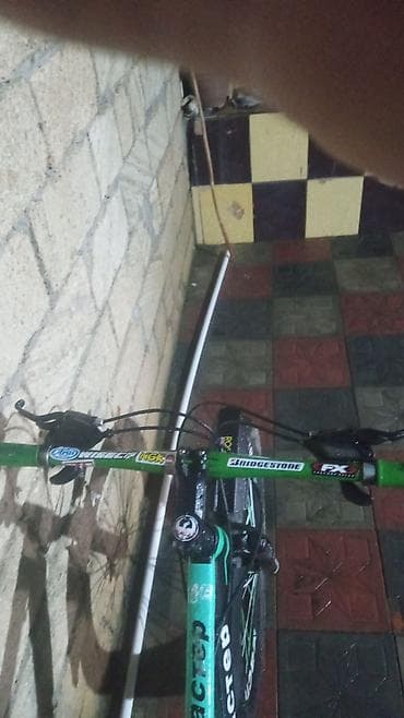 2 teker velosiped: Dağ/şəhər tipli velosiped – yaşıl-qara rəng sxemi, geniş sükan və — 2