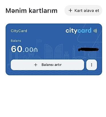 skeyt satisi: Citycard satilir balansda 60 azn var 55Azn e satilir — 2