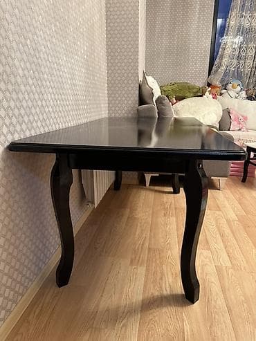 Qara rəngli açılıb-bağlanan yemək masası - Material: taxta əsaslı — 5