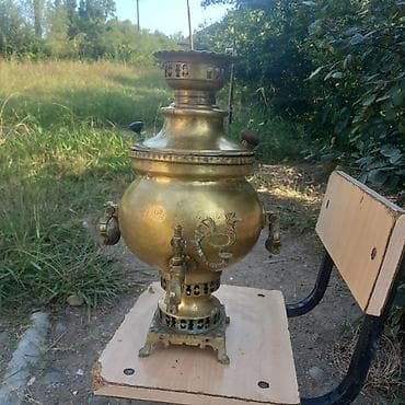 antik samovar: Məhsul: Pirinçdən qədim kömürlü samovar Təsvir: - Material: tam — 3