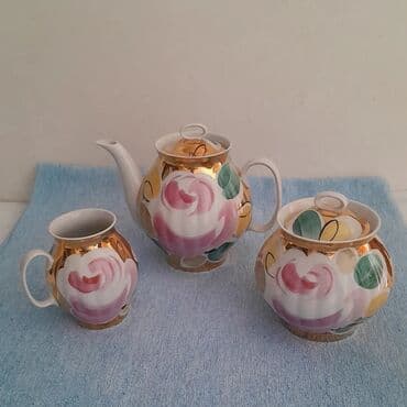 caydan qiymətləri: Çay dəsti, rəng - Qızılı, Farfor, Bohemia, 6 nəfərlik, SSRİ — 1