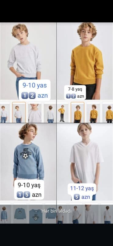 uşaqlar üçün trusik və mayka dəstləri: Futbolka, Oğlan üçün, 10 - 12 yaş, Defacto — 1