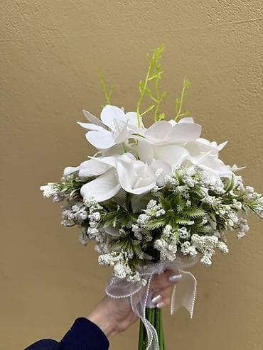 gullerin qiymeti: Ağ rəngli gelin buketi – zərif və klassik dizayn. - Kompozisiya: ağ — 2