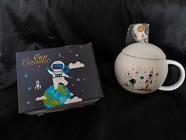 🚀✨ Kosmik dizaynlı keramik fincan satılır! ✨🚀 🪐 Astronavt və raket