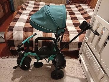 Uşaq üçtəkərli velosipedi – valideyn tutacağı və tentli model