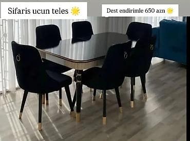 metbee: Qonaq otağı üçün, Yeni, Açılmayan, Dördbucaq masa, 6 stul — 1