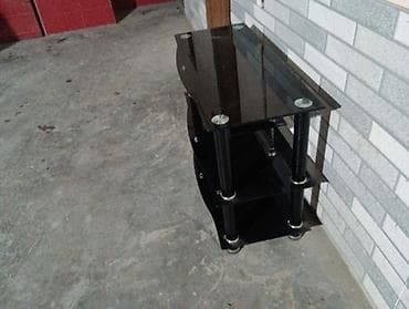 Прямой ТВ стенд, С полками, Стеклянный — 1