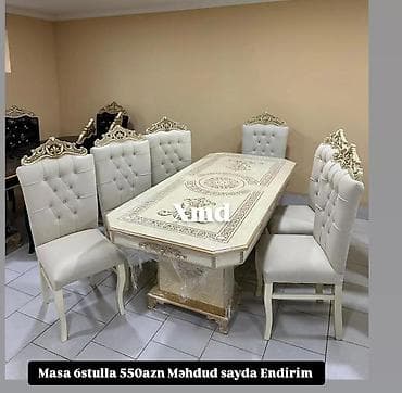 Qonaq otağı üçün, Yeni, Dördbucaq masa, 6 stul