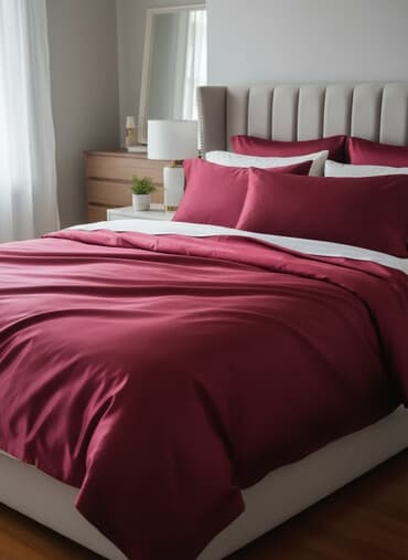 gozel sekiller: Bordo rəngli atlas parça dəsti - Material: parlaq atlas/saten toxuma — 1